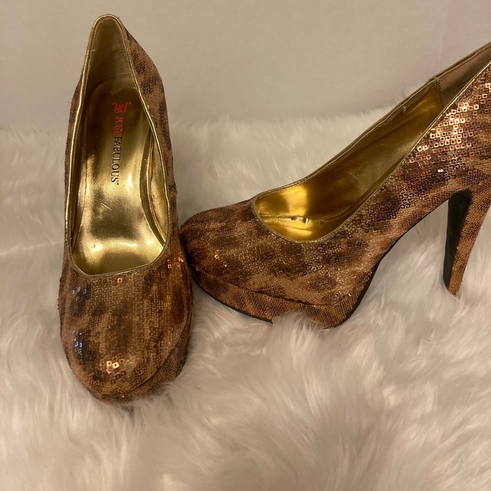 Gold and brown shimmer heels